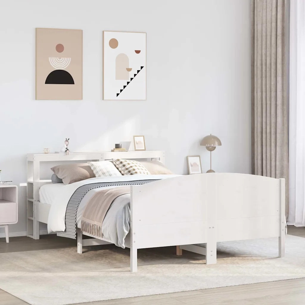 Letto senza Materasso Bianco 150x200 cm Legno Massello di Pino