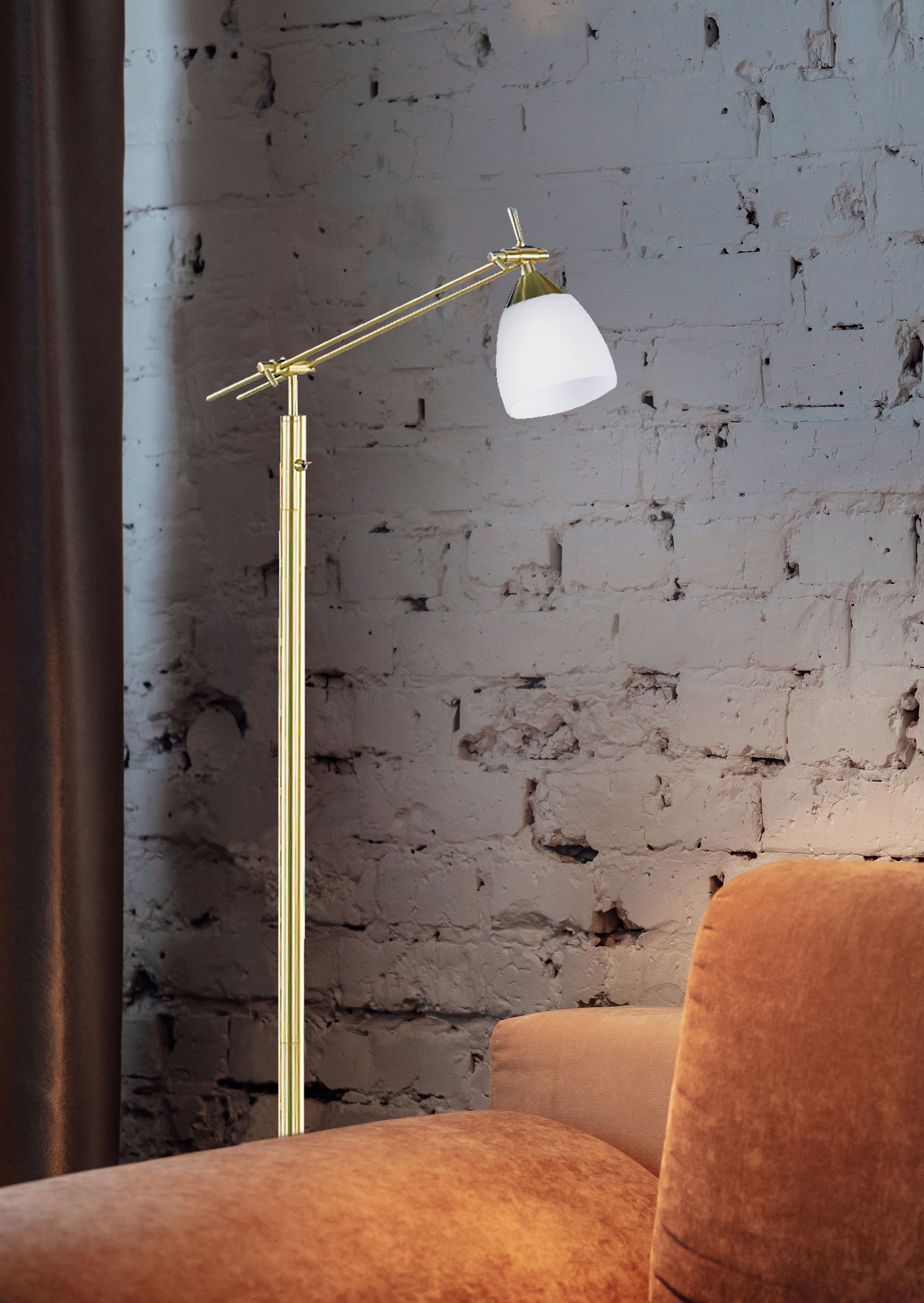 Piantana da Interno  E27 in Metallo Ottone Satinato