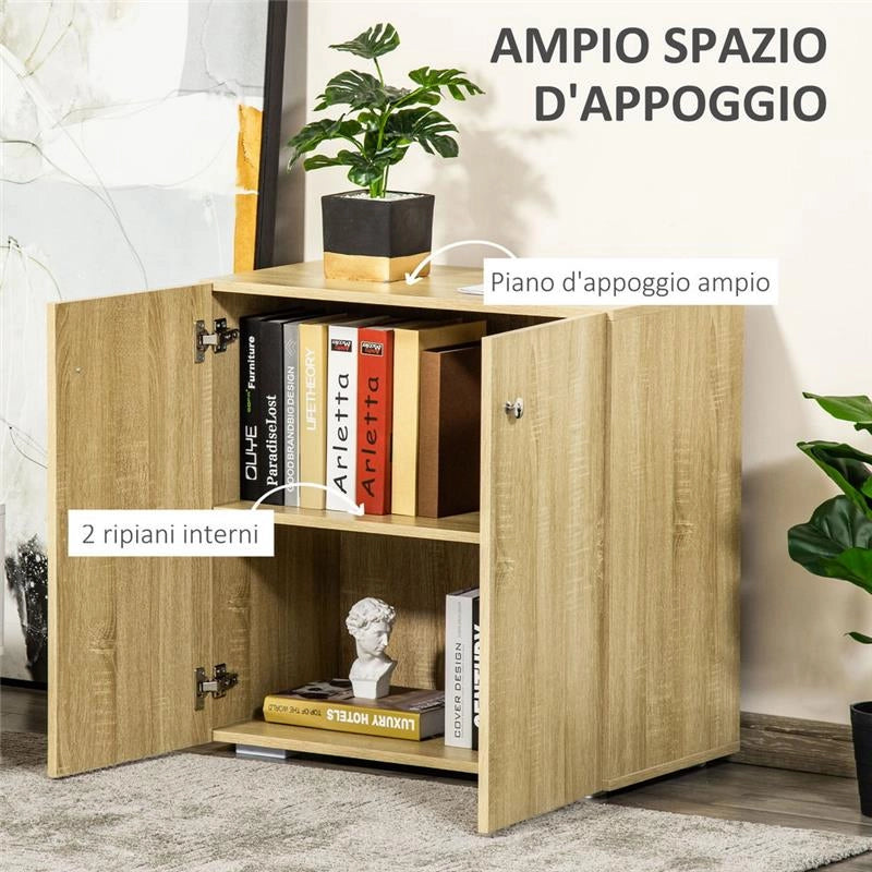 MOBILETTO MULTIUSO A 2 ANTE 70X39X70CM COLOR LEGNO NATURALE