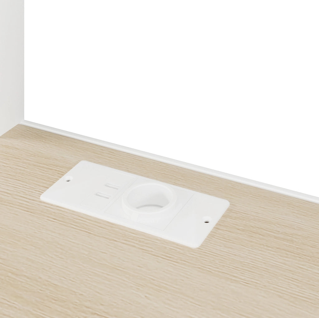 Letto a soppalco 140x200 cm con scrivania; scala contenitore; LED e USB; metallo e MDF; bianco