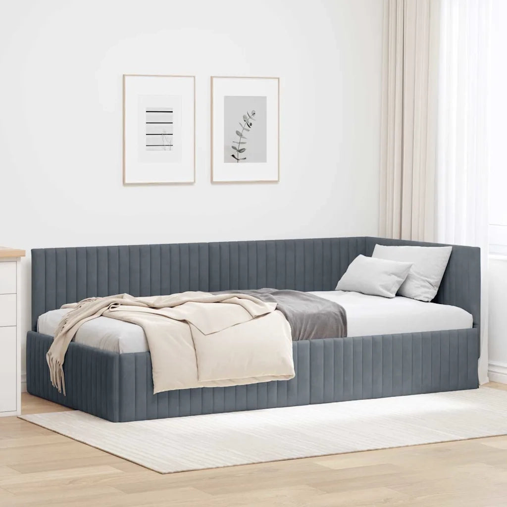 Cornice del letto ad angolo Grigio scuro 100 cm x 200 cm
