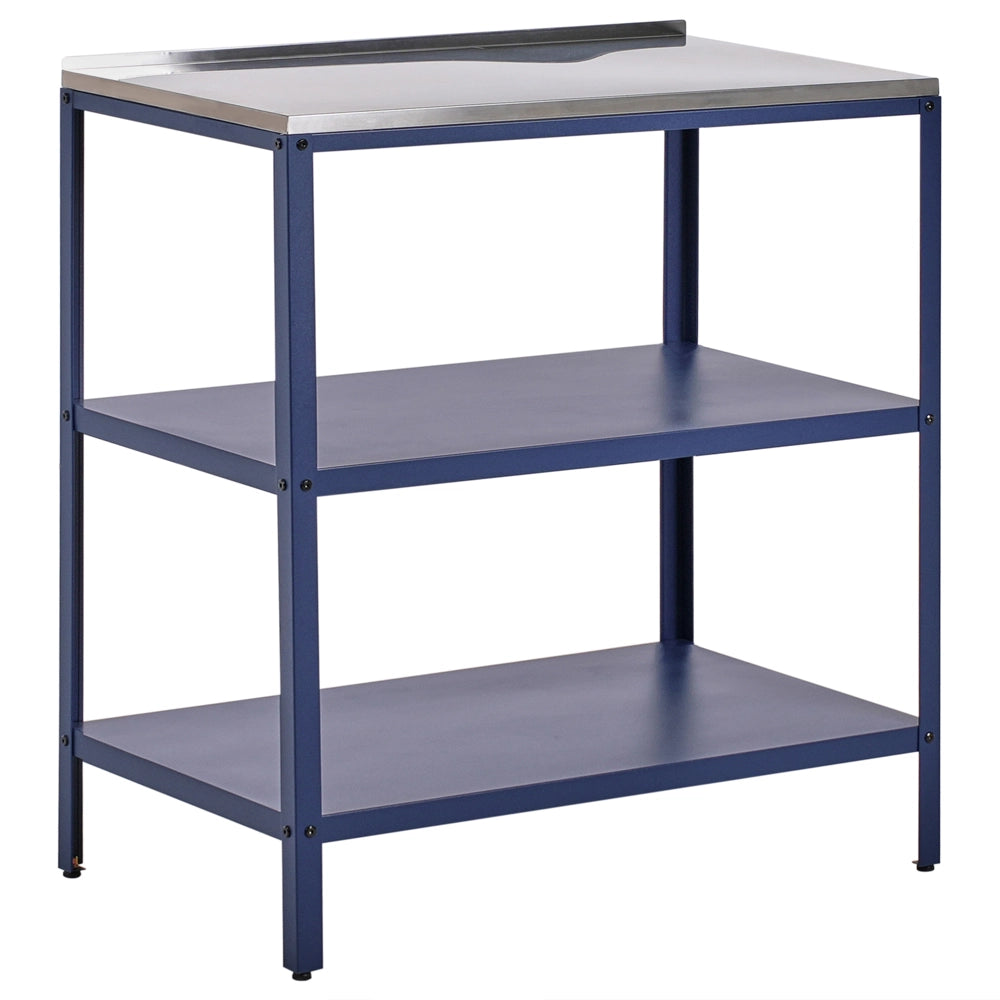 Set di 2 elementi per la cucina all'aperto in acciaio inox blu con portaoggetti e lavello cucina da esterno
