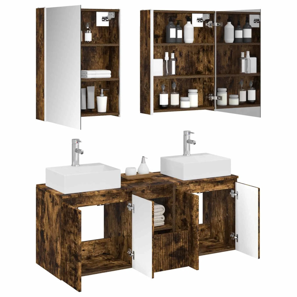 Set di Armadi da Bagno 5 pcs Rovere Fumo Legno ingegnerizzato 3406411