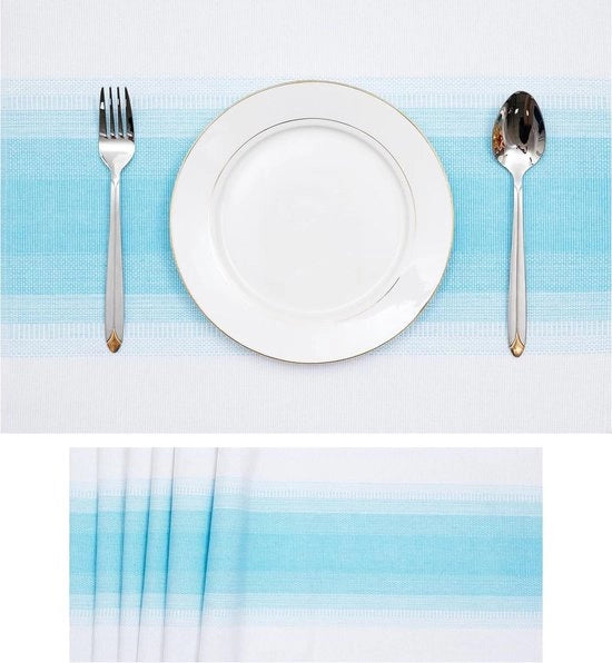 Set di tovagliette in cotone stile natalizio - set da 6 tovagliette lighblu a strisce - decorazione festiva e quotidiana per la tavola - 33 x 48 cm