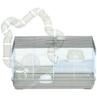 Gabbia criceto gabbia roditore con tunnel e accessori inclusi filo d'acciaio 58 x 32 x 31 cm grigio