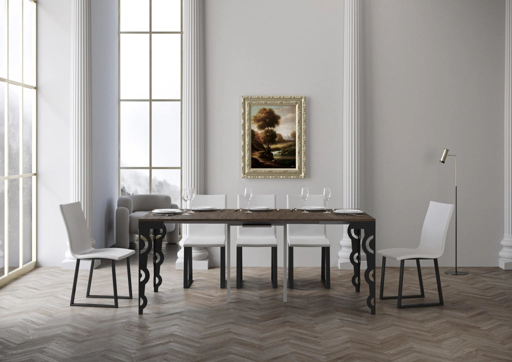 Consolle allungabile 90x40/300 cm Karayan Evolution Noce telaio Antracite