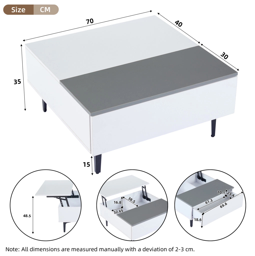Tavolino multifunzione elevabile con LED, vano contenitore e design moderno
