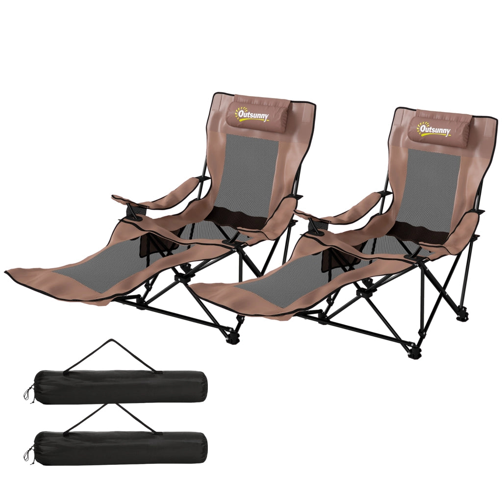 Set 2 Sedie Pieghevoli ¨C zephmum ¨C Tessuto Oxford e Metallo, Marrone e Nero