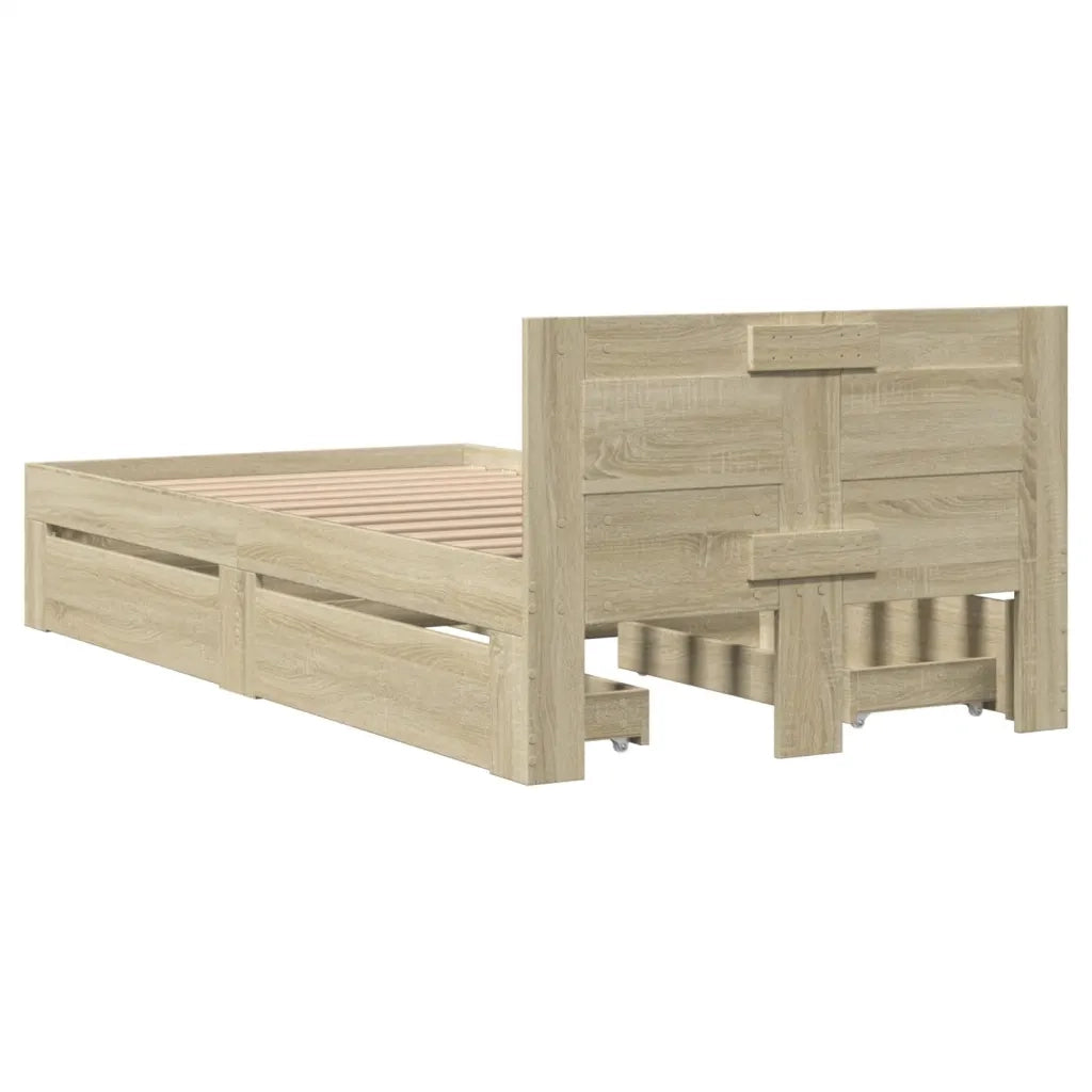 Giroletto con Testiera-Struttura Letto con testiera Rovere Sonoma 75x190cm Legno Multistrato 501887