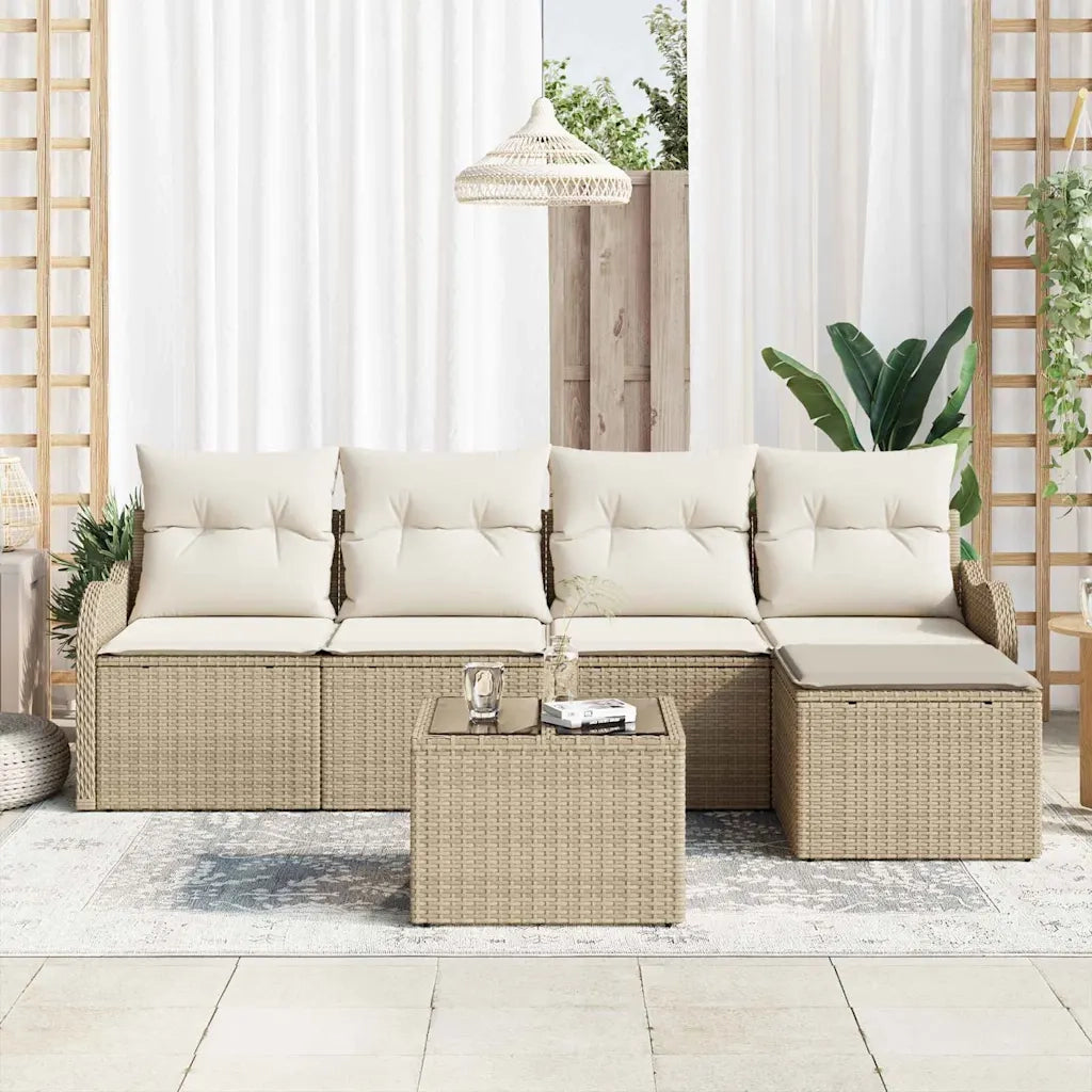 Set Divano da Giardino Beige polyrattan