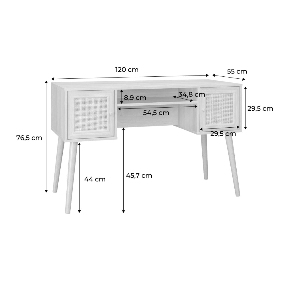 Scrivania in canna a 2 ante, marrone scuro