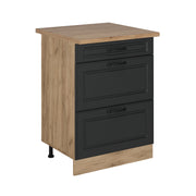 Vicco Mobiletto base per cucina Antracite casa di campagna 60 cm con cassetti, PL Rovere