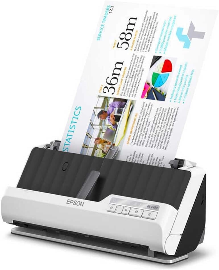 Scanner DS-C490 Scansione di Alta Precisione per Documenti e Foto, Velocità Rapida di Scansione, Connessione Wireless, Facile da Usare e Ottimizzato per la Gestione dei Documenti
