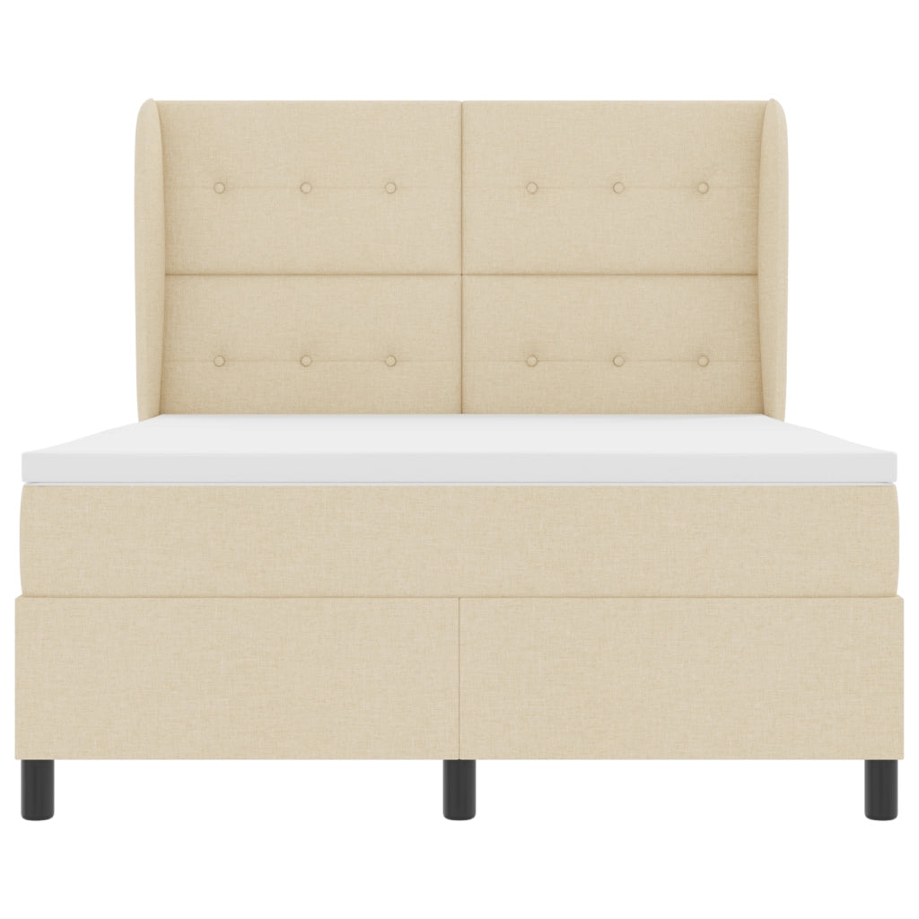 Letto con Rete a Molla e Materasso - Crema, 140x200 cm, Tessuto