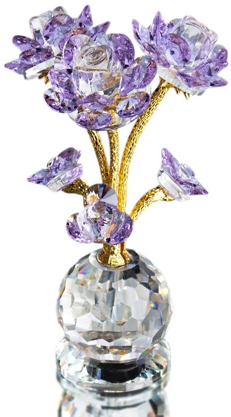 Paesaggio di cristallo blu con fiori, oggetto decorativo per casa e matrimonio, cristallo blu, decorazione per casa, oggetti da collezione