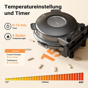 Forno pizza elettrico Ø32cm max 400°, con pietra refrattaria, vetro di controllo e timer