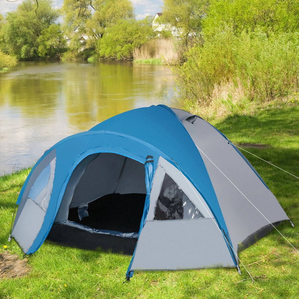 Tenda da campeggio 3 persone ¨C zephmum ¨C 250x300x130 cm grigio e blu