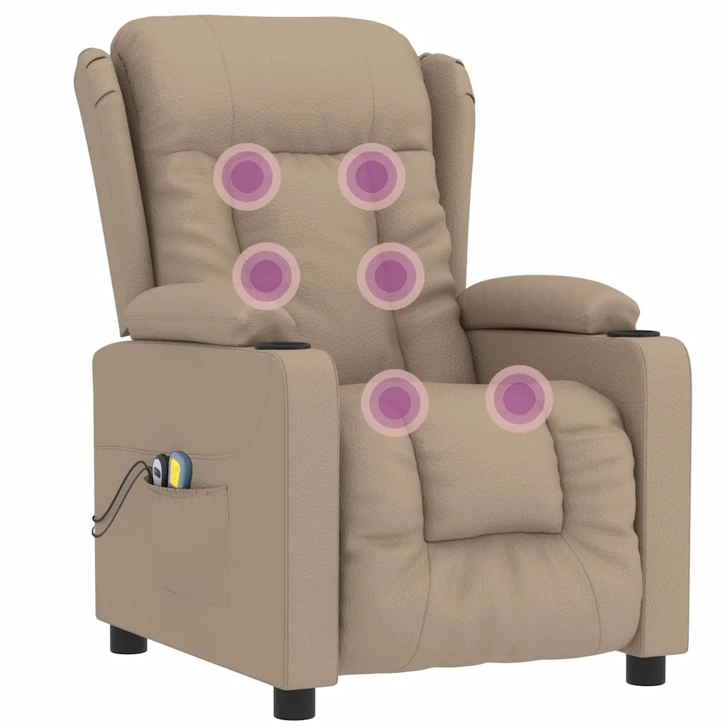 Divano Sedia-Poltrona Massaggio Elettrica Cappuccino Similpelle 231766
