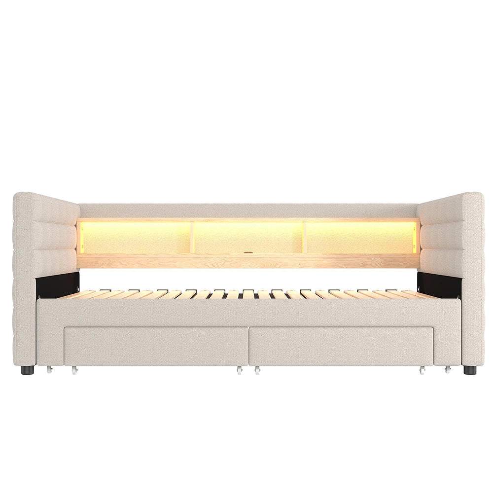 Divano letto 90x190cm?- Xylo - gigogne USB velluto beige