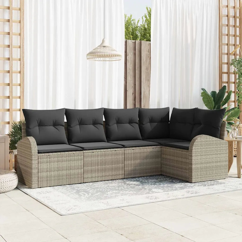 Set Divano da Giardino 5 pcs Grigio chiaro polyrattan 3354711
