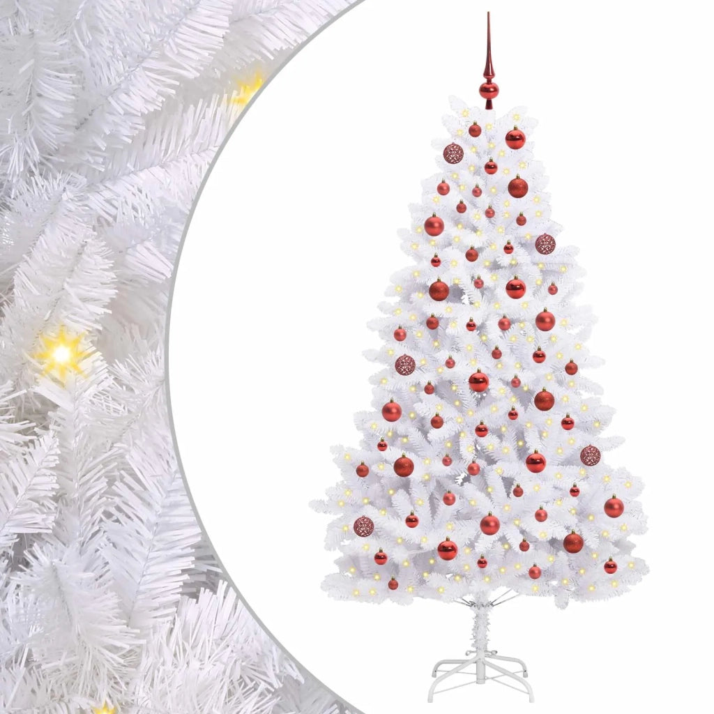Albero di Natale Artificiale con Rami Pieghevoli Bianco 180 cm
