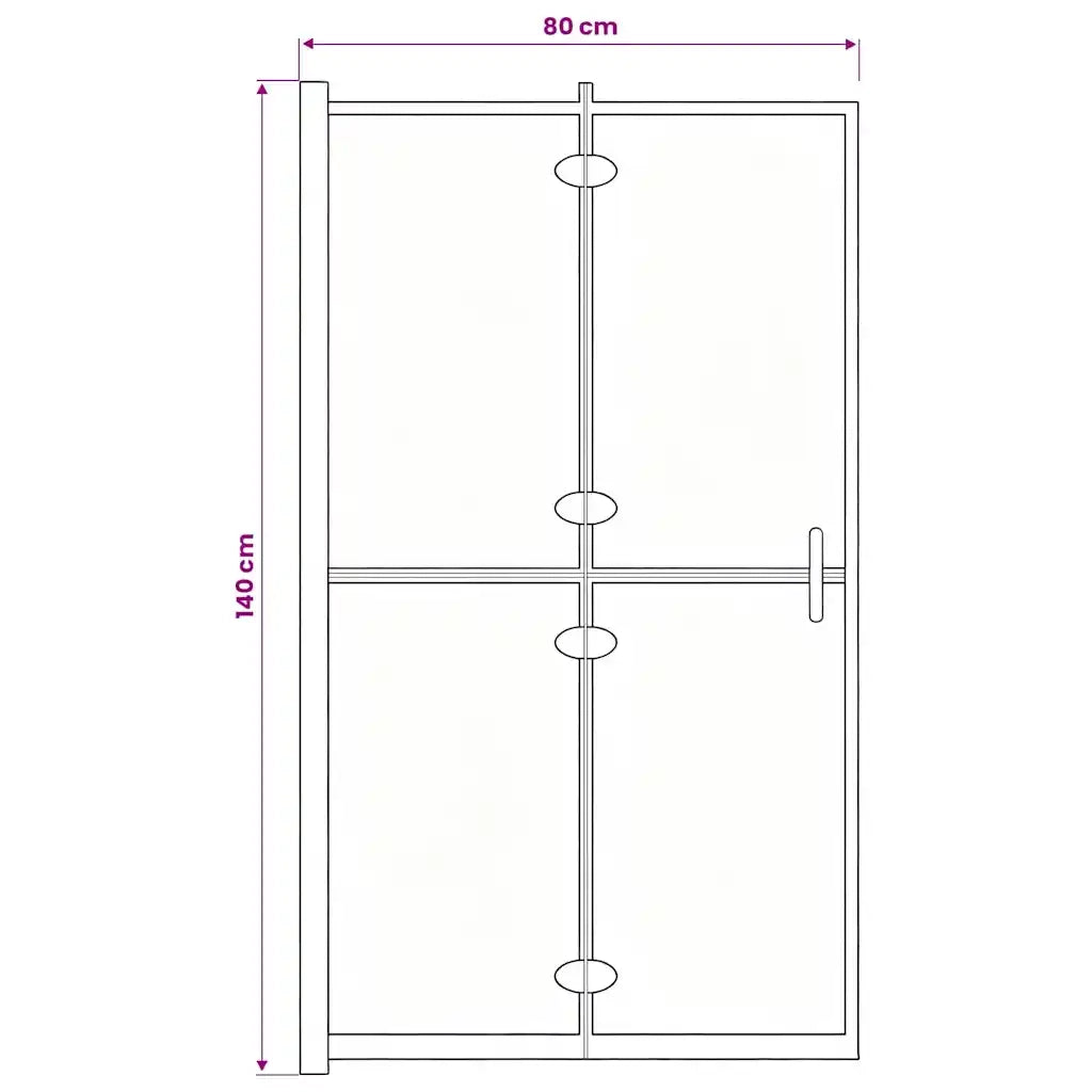 Box Doccia Pieghevole in ESG 80x140 cm Nero CFW5531299