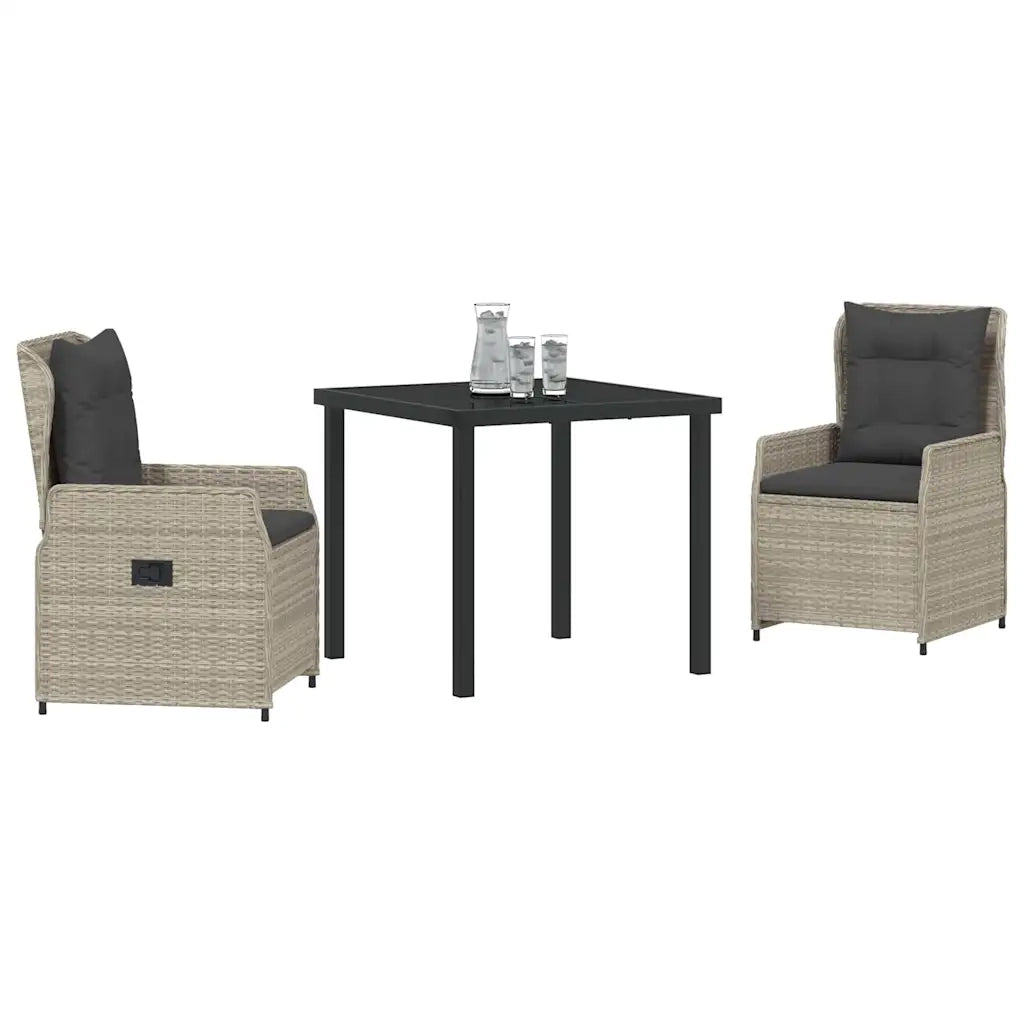 Set da Pranzo per Giardino 3 pcs Grigio chiaro polyrattan 3380974