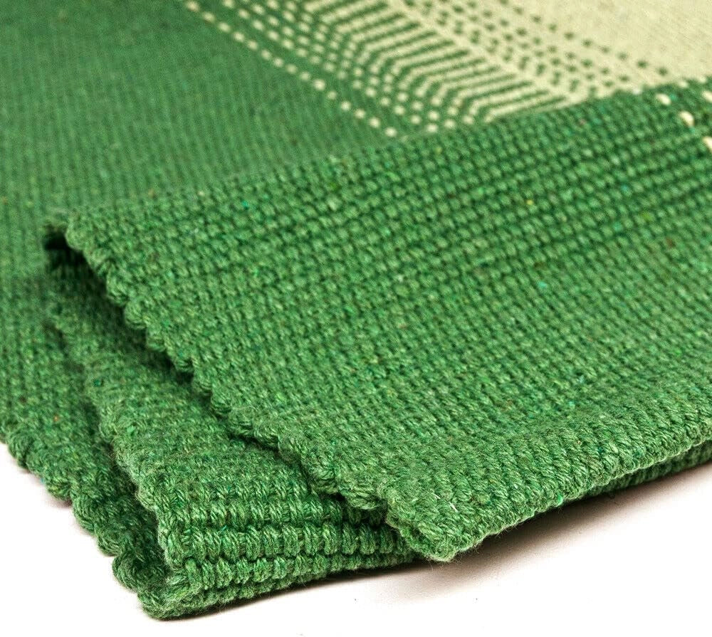 Tappeto Cucina Bagno Puro Cotone Assorbente Tessuto Intrecciato a Mano Verde 55x140 cm