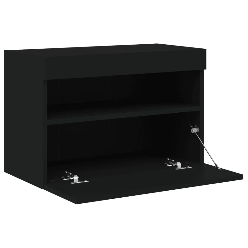 Mobile TV multimediale scaffale TV credenza mobile TV sala da pranzo soggiorno camera da letto montaggio a parete con luci LED 60 x 30 x 40 cm nero 02_0027900