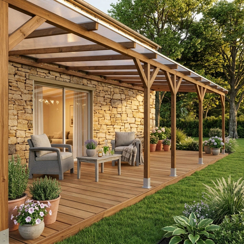 Tetto Couv'Terrasse in legno 3x8,6 m - con tetto