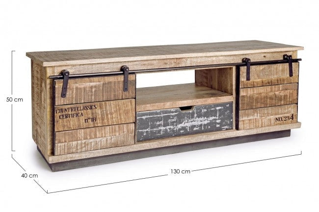 Mobile Basso 2 Ante 1 Cassetto Tudor in Legno