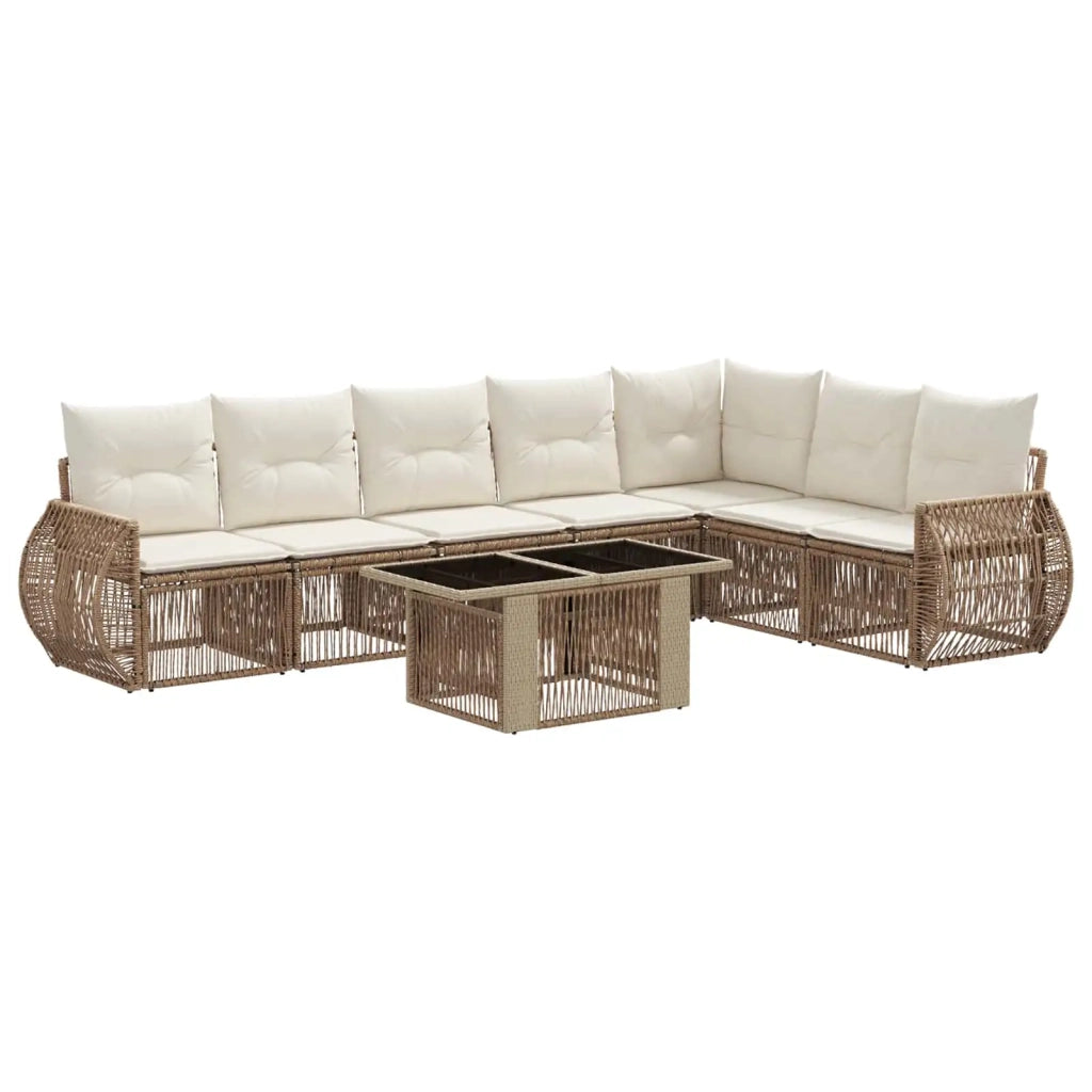 Set Divano da Giardino 8 pz Beige e Bianco Crema polyrattan 3436950