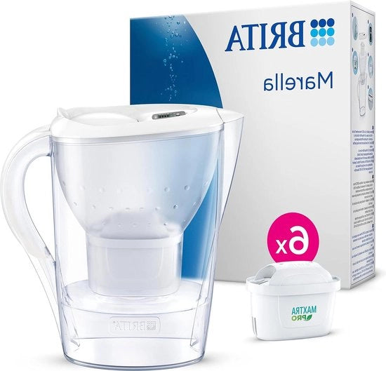 Acqua fresca con filtro integrato - 24L - 6x filtro MAXTRA PRO tutti in uno - rimozione PFAS cloro calcare - porta frigorifero - indicatore di sostituzione - coperchio riempibile