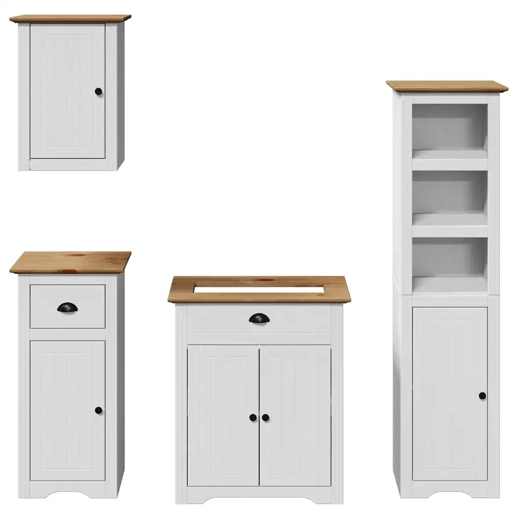 Set Mobili da Bagno 4 pz BODO Bianco in Legno Massello di Pino 3307651