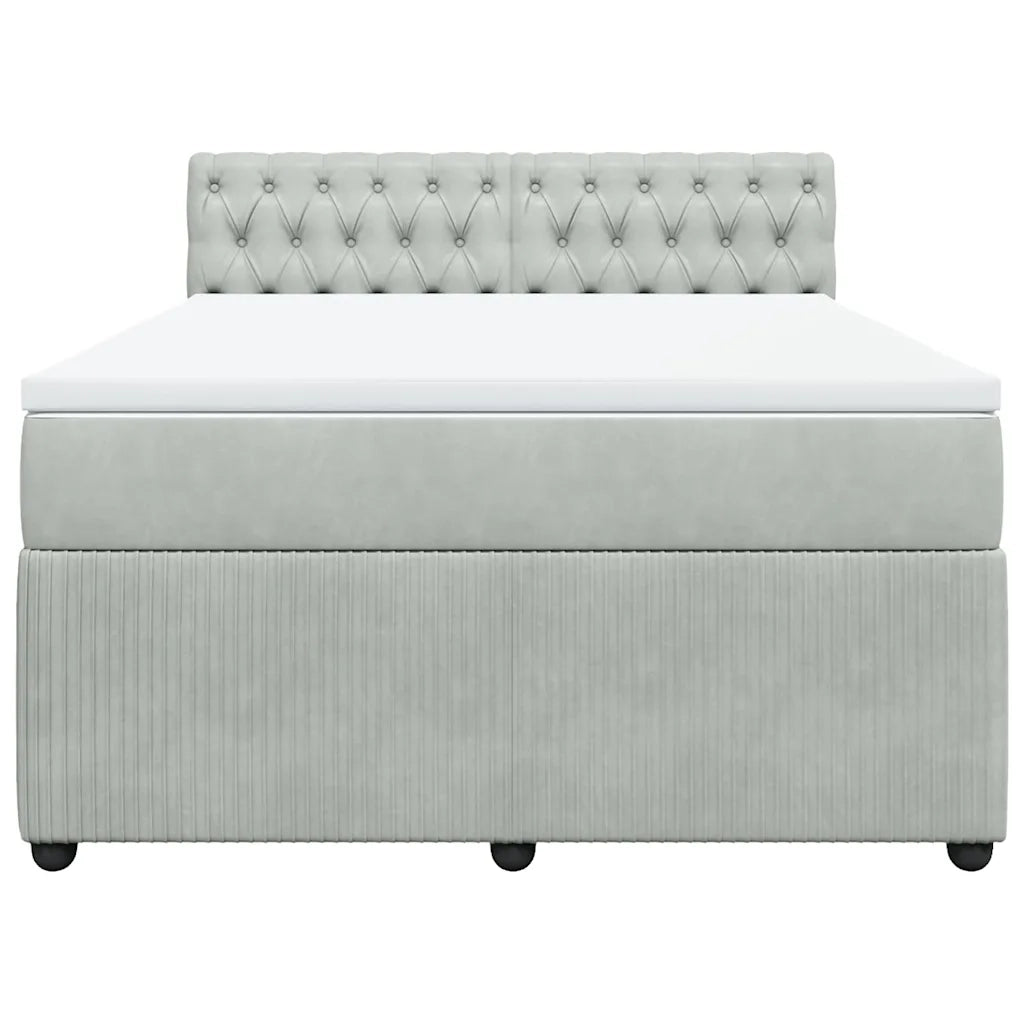 Giroletto a Molle con Materasso Grigio Chiaro 140x190cm Velluto