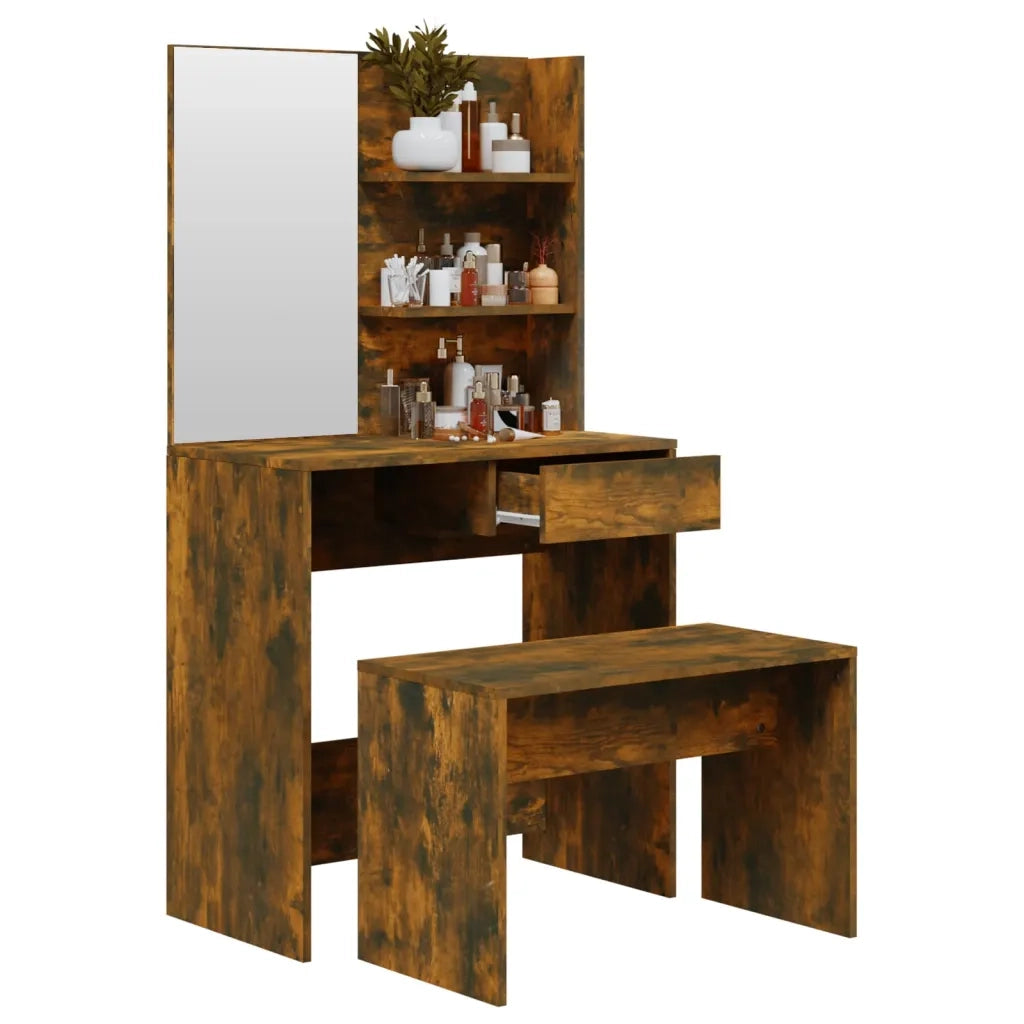 Set Tavolo da Toeletta Rovere Fumo 74,5x40x141 cm cod mxl 65354
