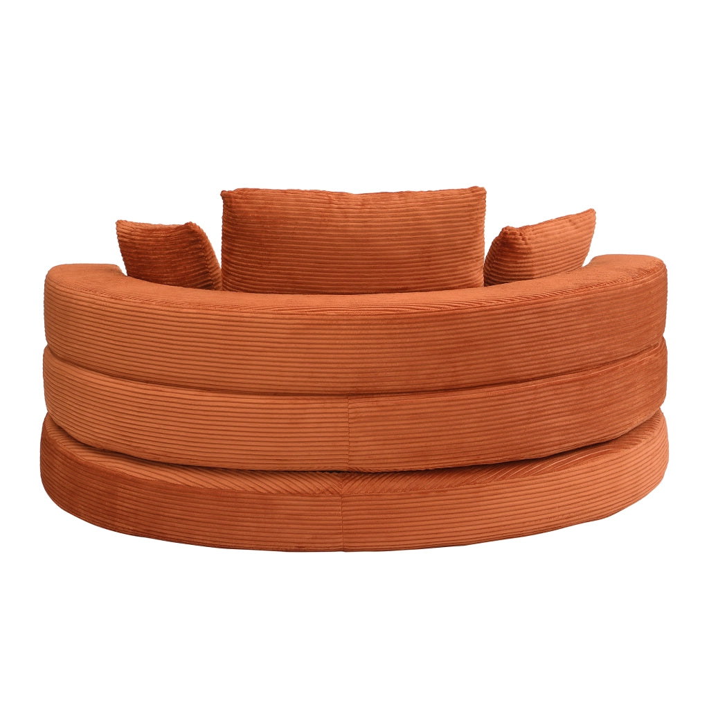 Divano letto, design senza struttura, divano a mezzaluna, con cuscini, divano modulare, tessuto in velluto a coste, arancione
