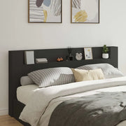 Testiera con Contenitore a LED-Testiera con Ripiani Nera 220x16,5x103,5 cm