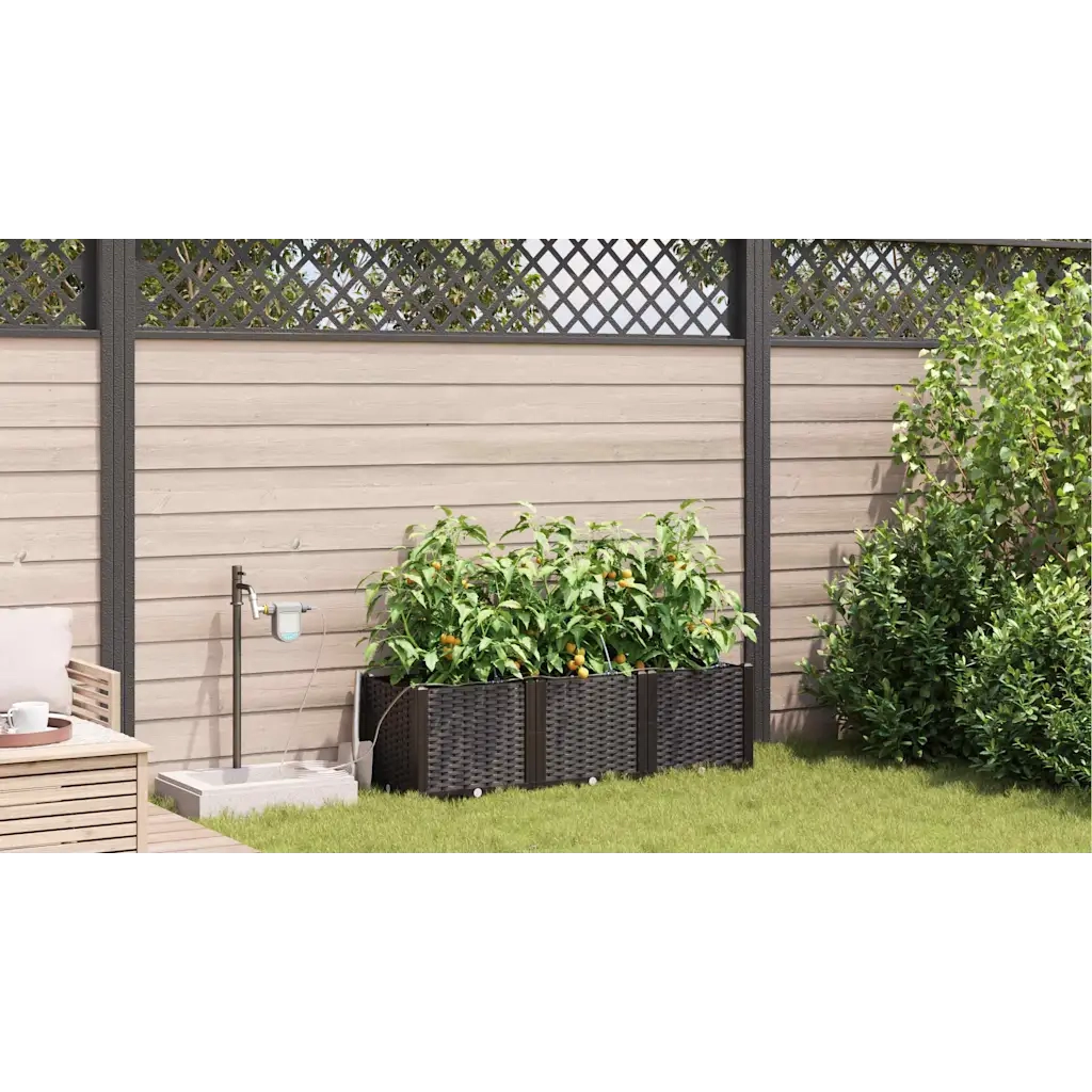 Vaso da giardino 3 pcs Marrone Plastica 42002823