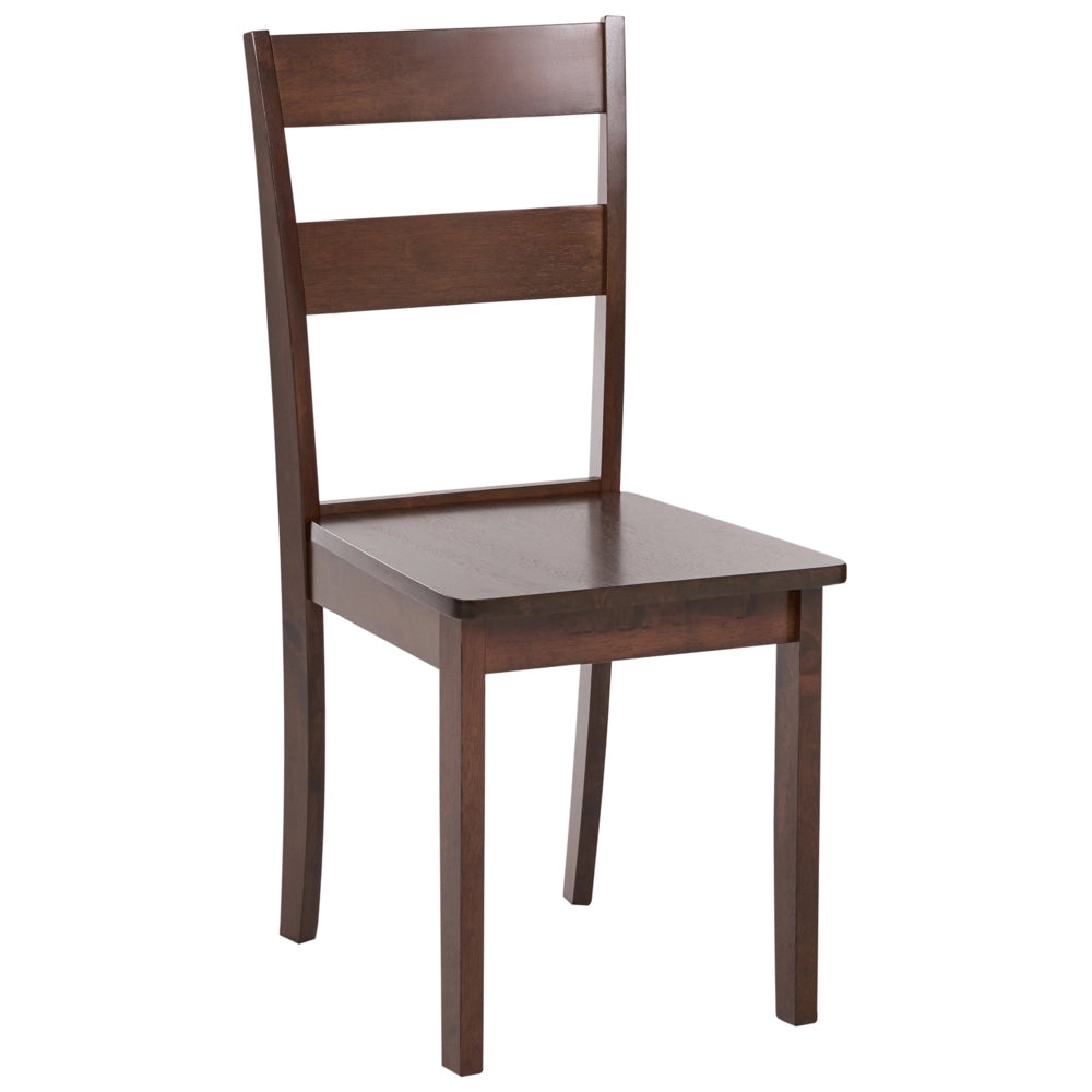 Set di 2 sedie da pranzo in stile cottage con schienale a doghe in legno di gomma marrone scuro