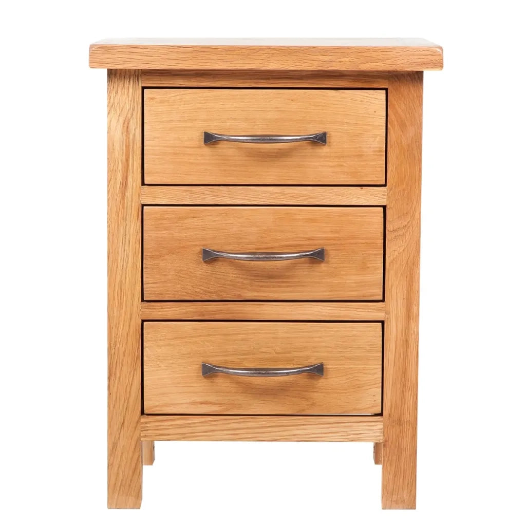 Comodino | Armadio da Notte | Mobiletto da notte con 3 Cassetti 40x30x54 cm in Legno Massello di Rovere