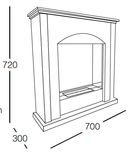 Camino a Bioetanolo da Pavimento 70x30x70 cm Matera Bianco