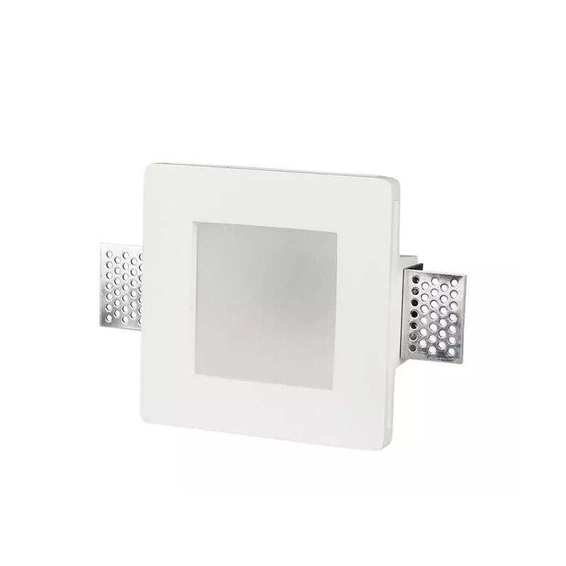 Portafaretto Da Incasso A Scomparsa Corpo Quadrato In Gesso Vetro Satinata Portalampada GU10 Incluso SKU-3691
