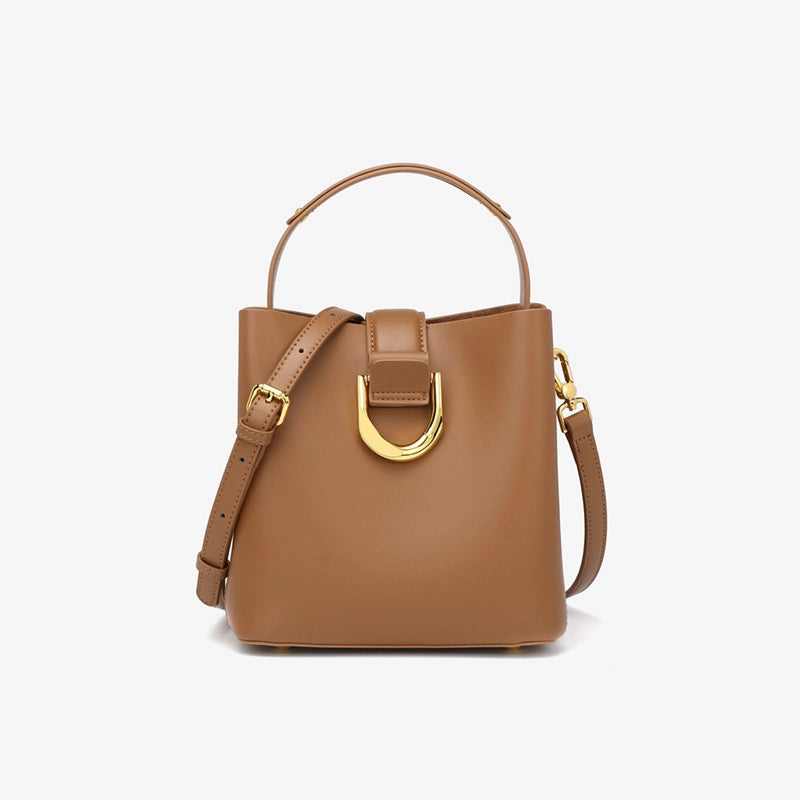 Borsa a tracolla grande in vera pelle, marrone