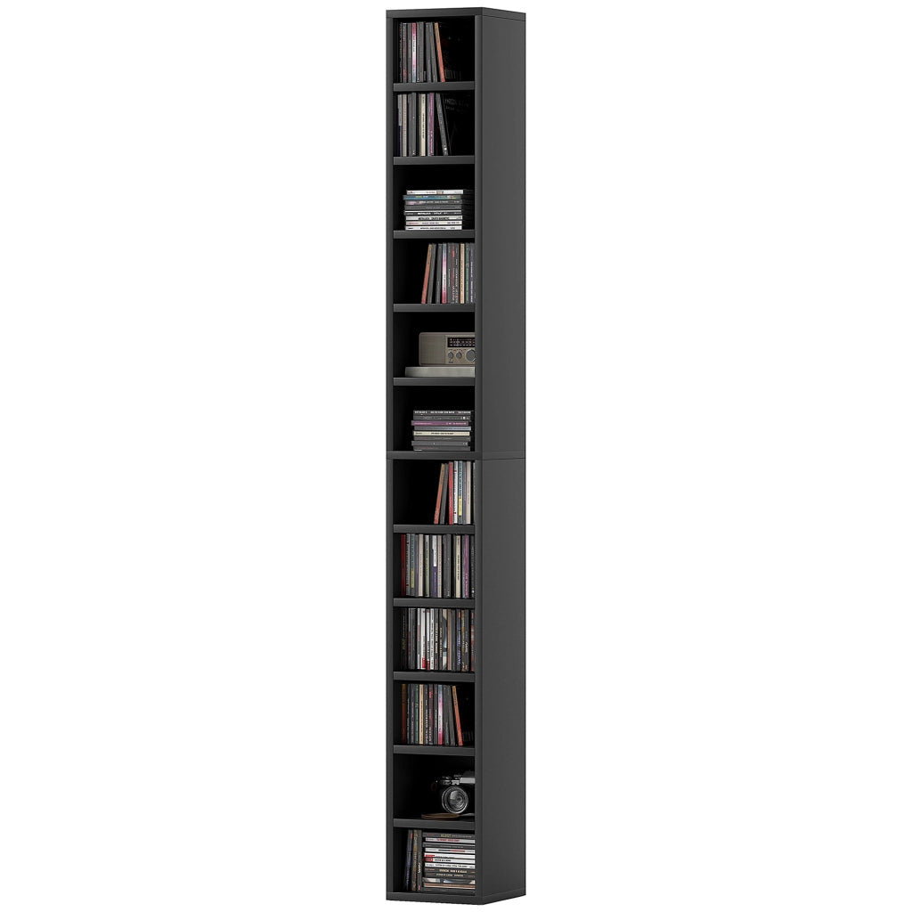 Mobile porta CD DVD ¨C Xylo ¨C 12 scomparti, capacit¨¤ 204 CD, nero 21x20x175 cm