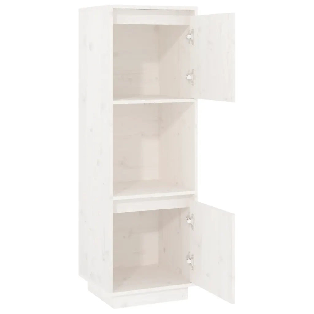 Credenza Bianca 38x35x117 cm in Legno Massello di Pino 814360