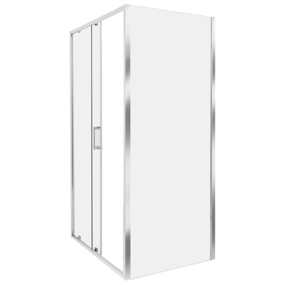 Box Doccia Vetro Temperato Argento Cornice Alluminio Anta Singola 80x100x185cm