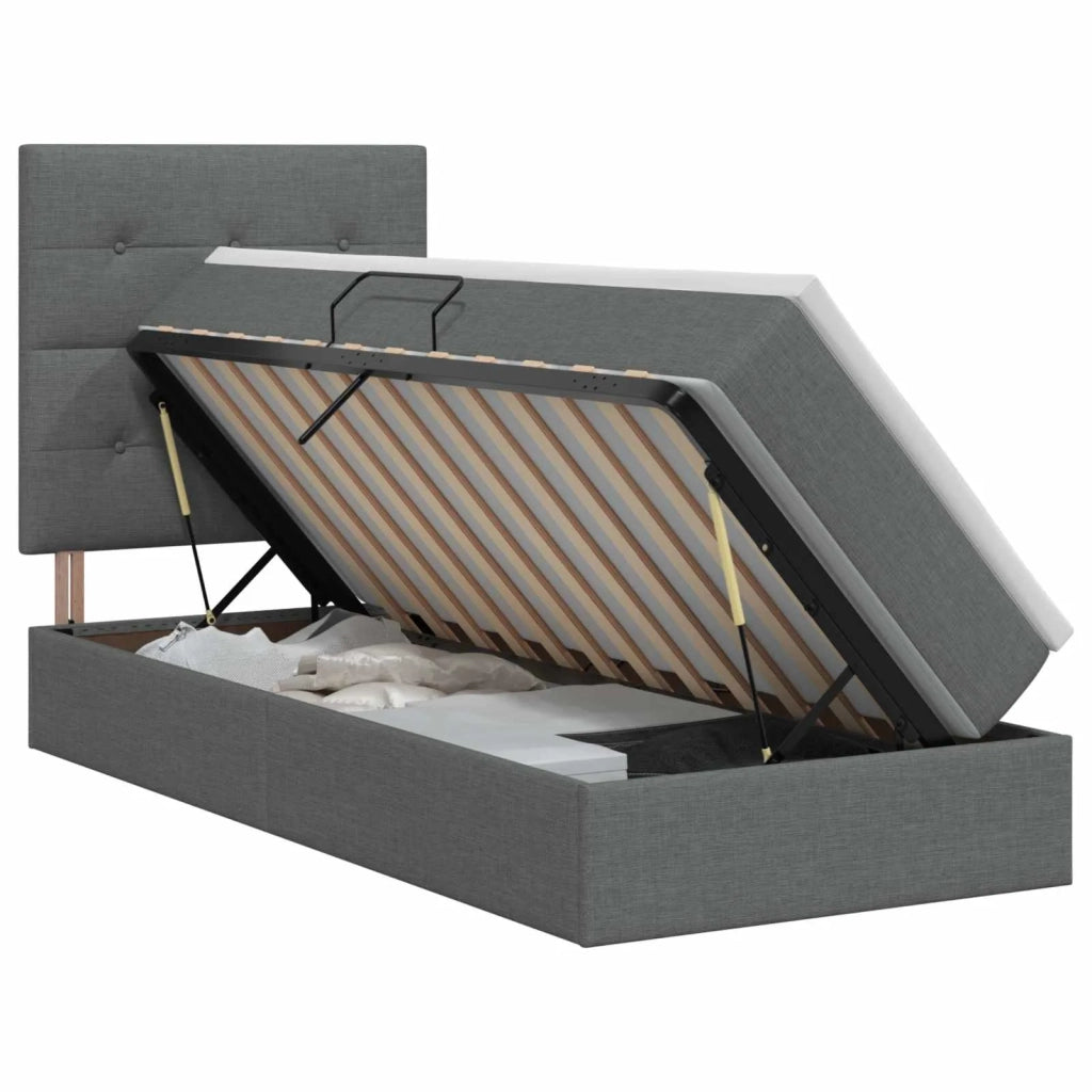 Letto con contenitore e materasso Grigio Scuro 90 x 200 cm 3459478