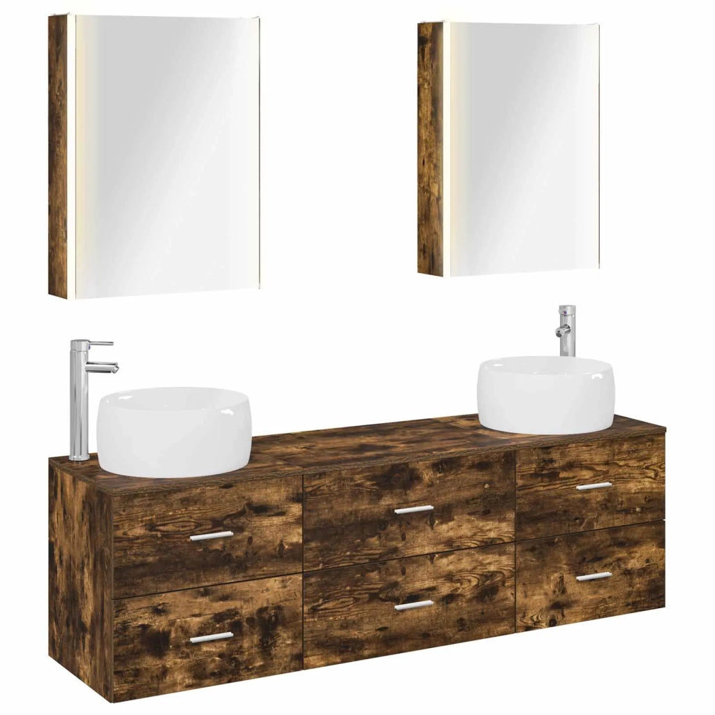 Set di mobili per il bagno 5 pcs Rovere Fumo 3407011