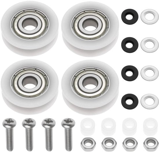 Vite per porta scorrevole - Set di sostituzione - Nylon duraturo - Bianco - Completo con viti e dadi - Adatto per porte di serra e docce
